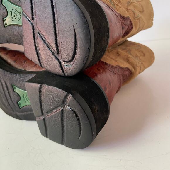 Ariat Fatbaby Brown Suede Embossed Ostrich Cowboy Boots Size 6B - Picture 8 of 15